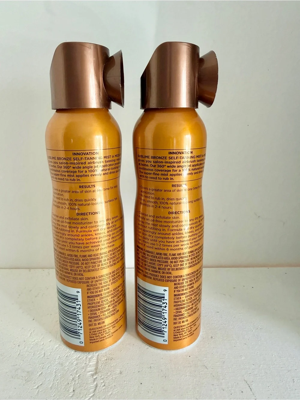 L'Oréal Sublime Bronze Self-Tanning Mist - Medium (Golden Bronze) set of 2